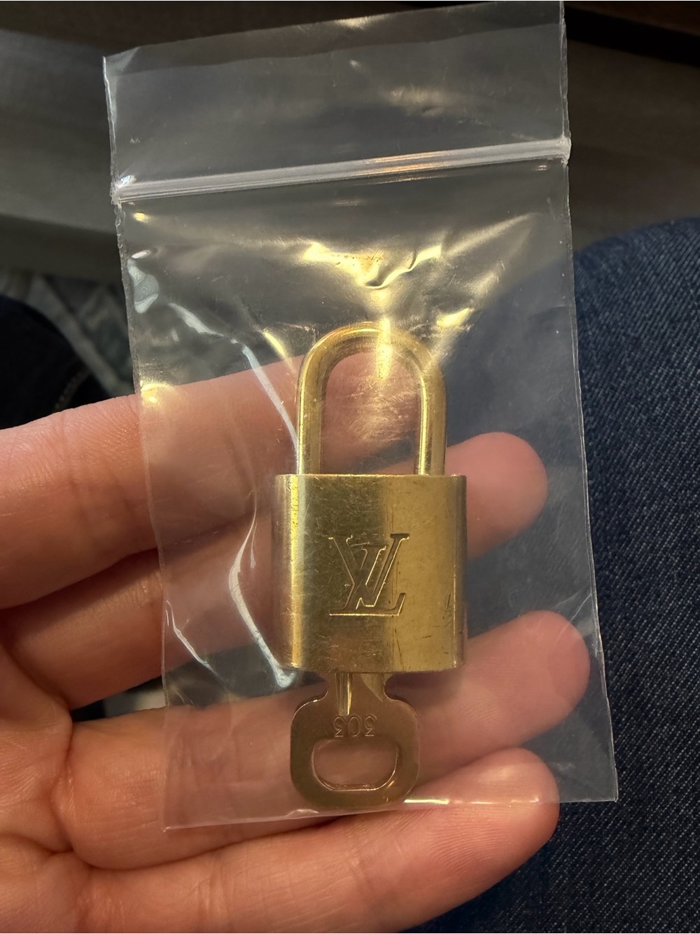 Louis Vuitton Gold Padlock and Key Set